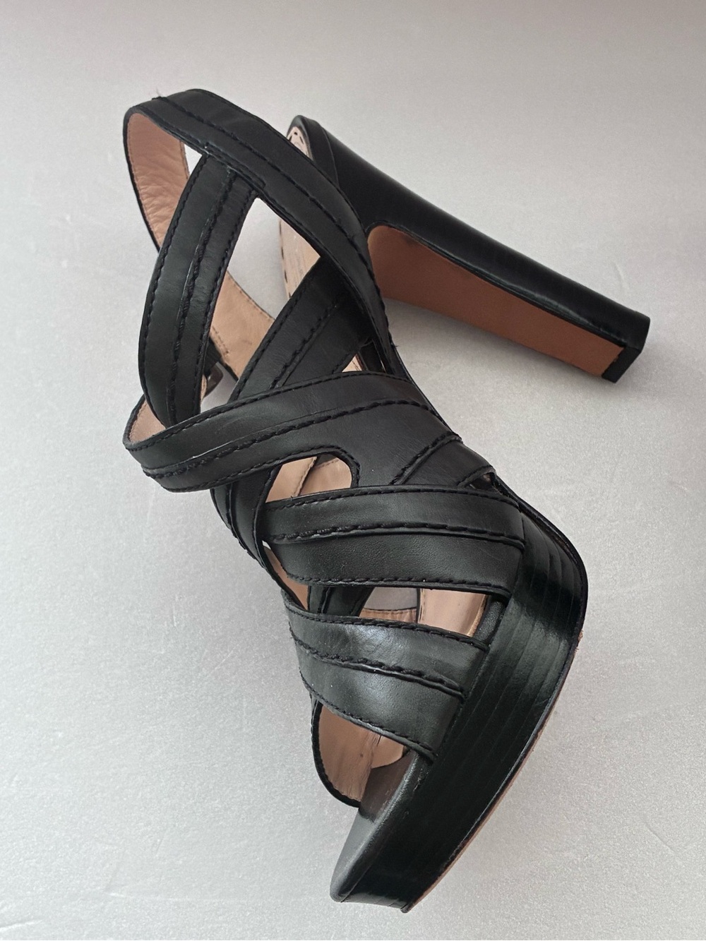 Coach Black Leather Crisscross Slingback Heels - Picture 2 of 8